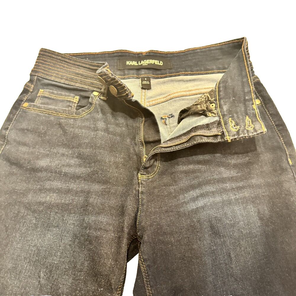 VTG Karl Lagerfeld High Rise Cotton Stretch Dark Denim Blue Jeans Women's SIZE 8
